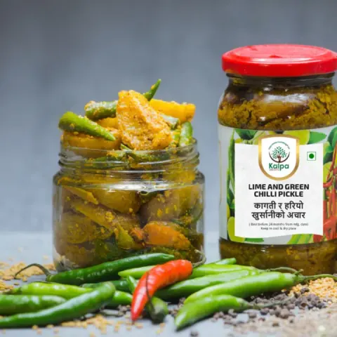 Lime and green chilli pickle, Kalpa Vrikshya