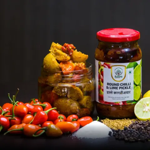 Round chilli and lime pickle, Kalpa Vrikshya