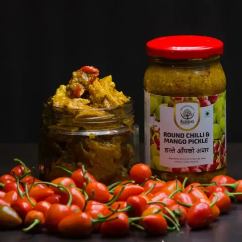 Round chilli and mango pickle, Kalpa Vrikshya